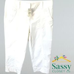 LOFT White Cropped Stretch Pants Ann Fit Front Pockets NWT Sz 6